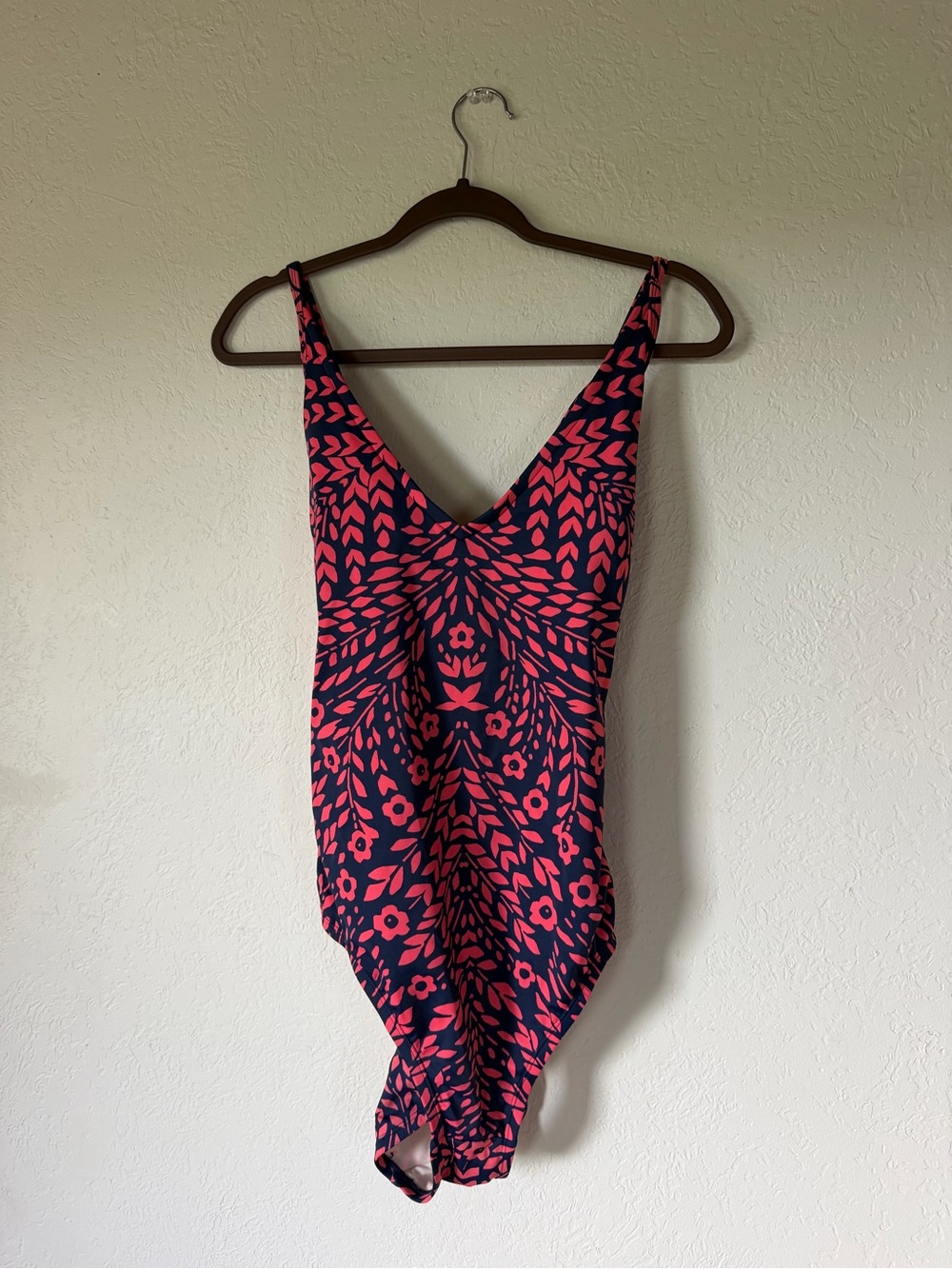 Women’s Navy and Pink Floral One-Piece Swimsuit